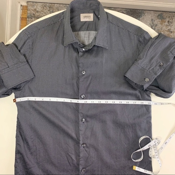 Armani Collezioni Button Down Dress Shirt Slim Fit Black Men’s Size Medium - Picture 4 of 6